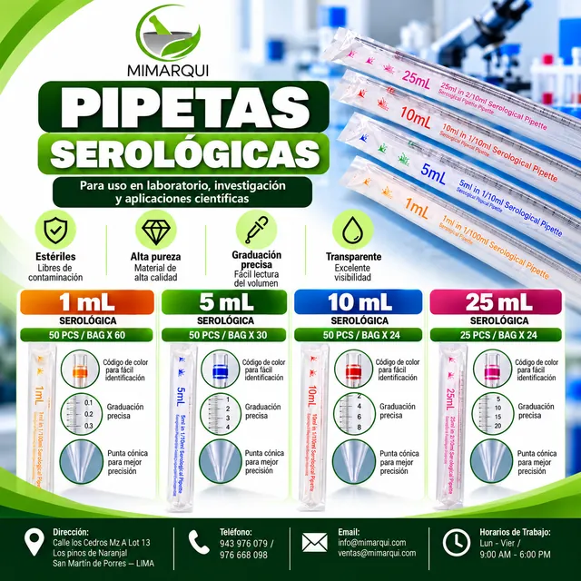 Ficha de Pipetas serológicas estériles