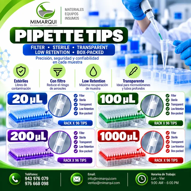 Ficha de Pipette tips con filtro
