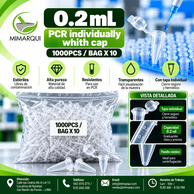 Ficha de Tubos PCR 0.2 mL con tapa individual